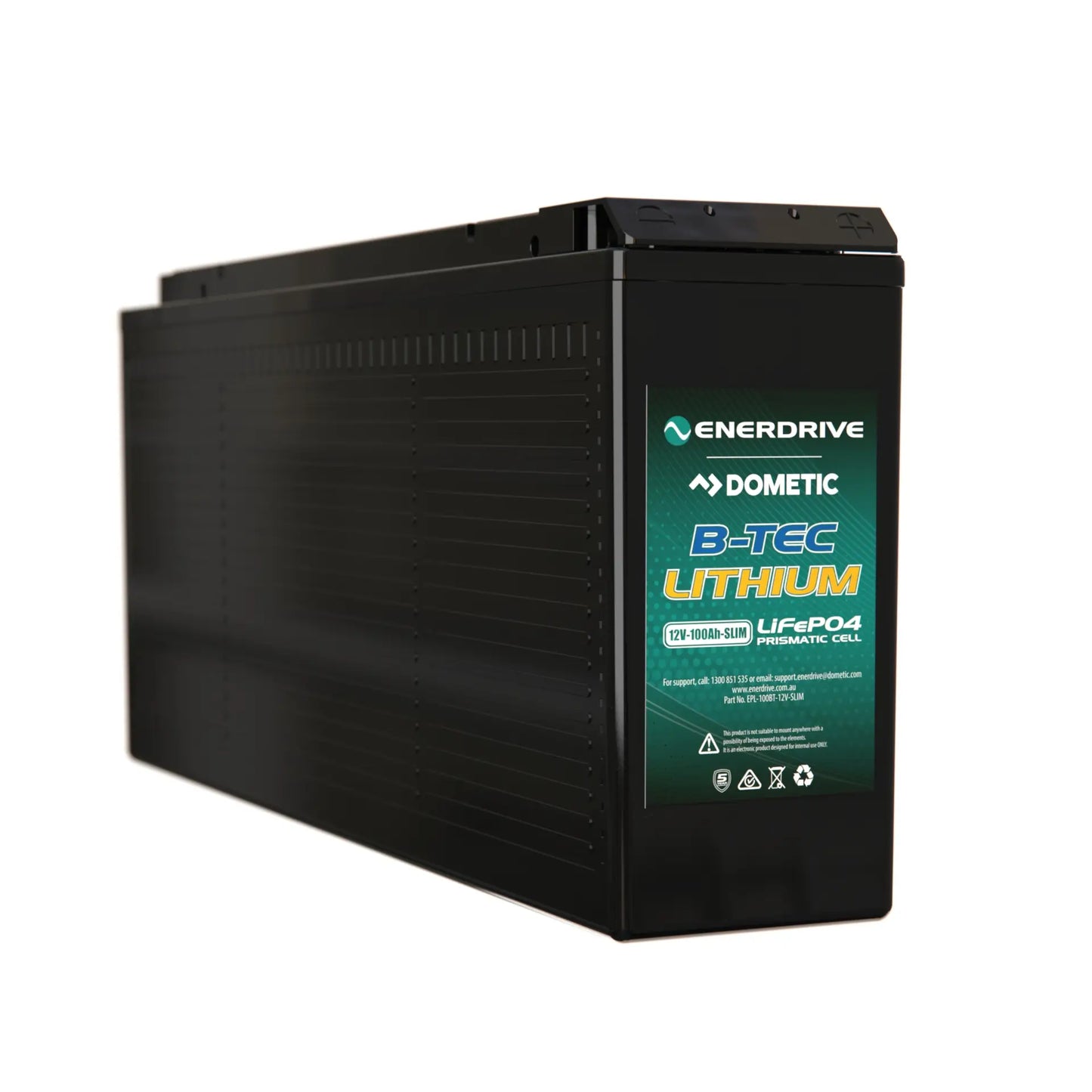 B-TEC 100amp / 12v LiFePO4 Slim Case Battery